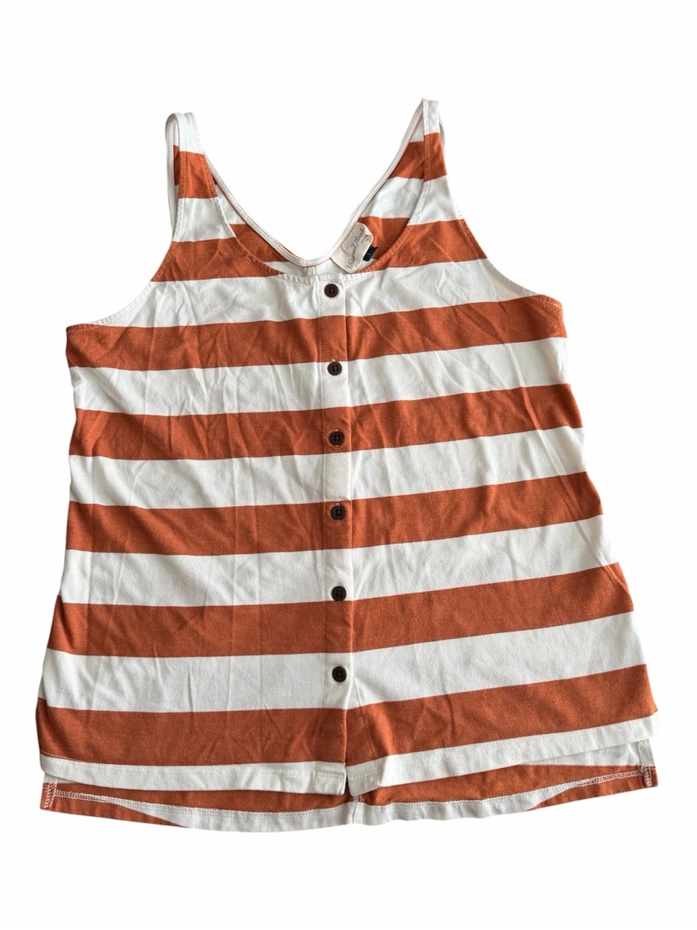Universal Thread Blouse Size L Orange Beige Stripes Sleeveless
